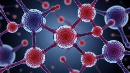 Molecular structure with red and blue atoms connected