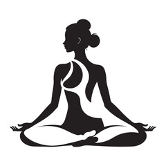 Meditation and Yoga Silhouette Icon for Mental Health, Wellness and Mindfulness Concept