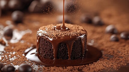 Obraz premium Chocolate soufflé with melted chocolate
