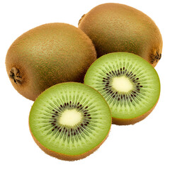 Obraz premium Fresh Green Kiwi with Juicy Interior On Transparent Background