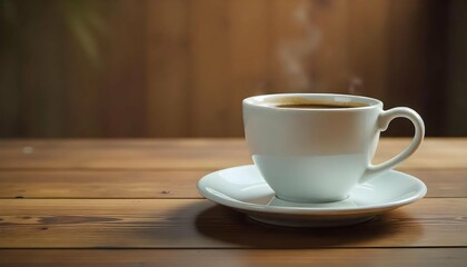 Obraz premium cup of coffee on wooden table