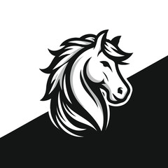 awesome horse logo white and black