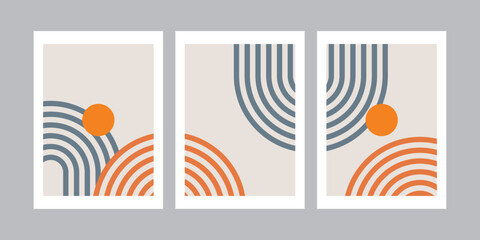 A set of geometric abstract posters.Design for wallpaper, wall decor, background, cover, print, card