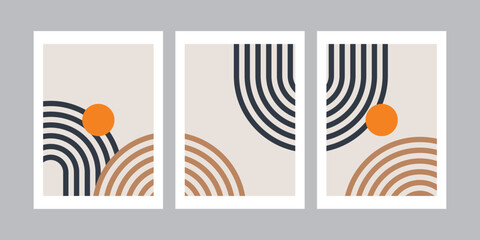 A set of geometric abstract posters.Design for wallpaper, wall decor, background, cover, print, card