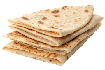 Fototapeta premium Stack of soft flatbreads isolated on a white background png