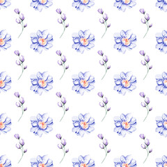 Seamless background, floral pattern with watercolor flowers. Repeat fabric wallpaper print texture. Perfectly for wrapped paper, textile, backdrop.