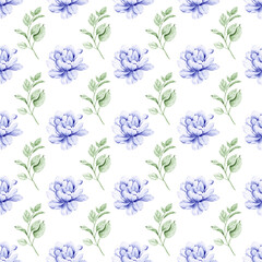 Seamless background, floral pattern with watercolor flowers. Repeat fabric wallpaper print texture. Perfectly for wrapped paper, textile, backdrop.
