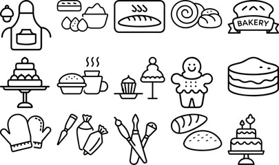 Bakery Icons Set - Baking and Pastry Illustrations
