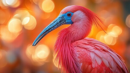 Fototapeta premium Pink Ibis Portrait with Bokeh Background.