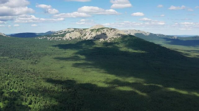 Southern Urals, Zyuratkul National Park: Bolshoy Uvan Mountain. Aerial view.