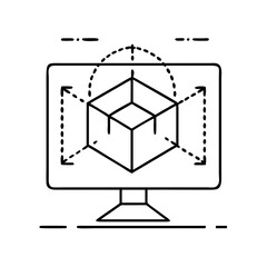 3d modeling icon, 3d modeling line art - simple line art of 3d modeling, perfect for 3d modeling logos and icons