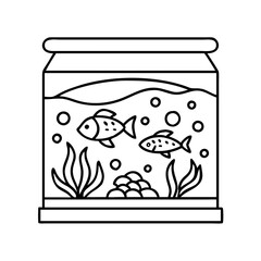 aquarium icon, aquarium line art - simple line art of aquarium, perfect for aquarium logos and icons