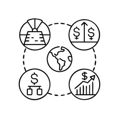 asian markets icon, asian markets line art - simple line art of asian markets, perfect for asian markets logos and icons