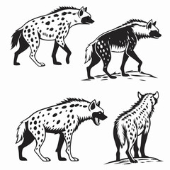Hyena Set, Black and White Design, African Wildlife, Spot Pattern, Mammal