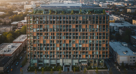 Modern Building Exterior With Geometric Design And Urban Landscape