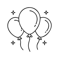 balloon decoration icon, balloon decoration line art - simple line art of balloon decoration, perfect for balloon decoration logos and icons