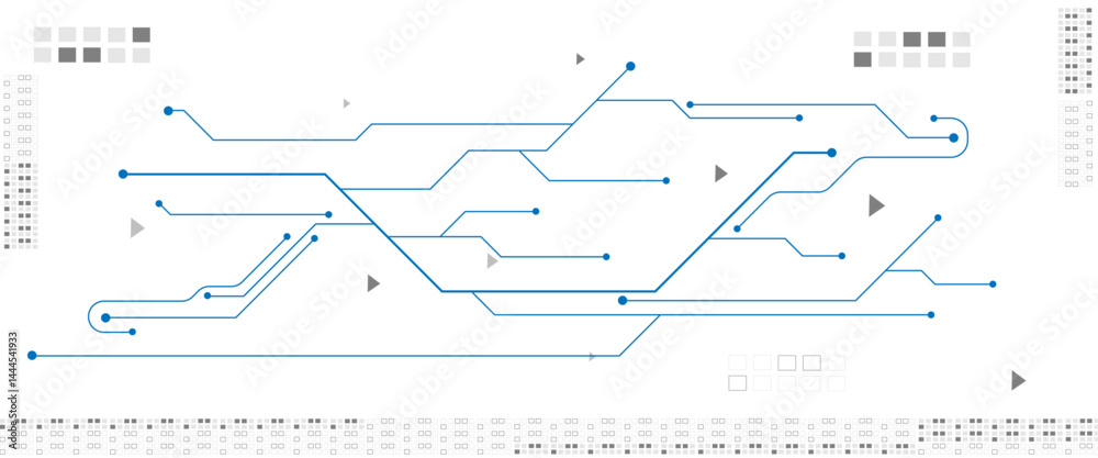 Aufkleber Abstract digital technology futuristic internet network speed connection white and blue background. Technology background with crossed lines and dots