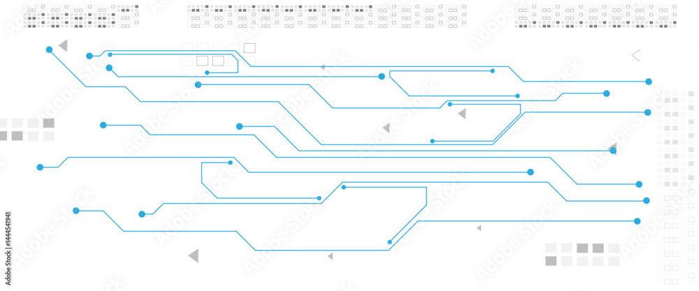 Poster Abstract digital technology futuristic internet network speed connection white and blue background. Technology background with crossed lines and dots