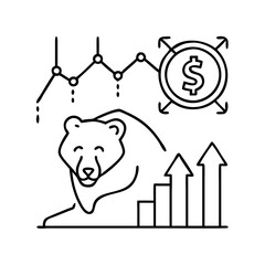 bear bear market icon, bear bear market line art - simple line art of bear bear market, perfect for bear bear market logos and icons