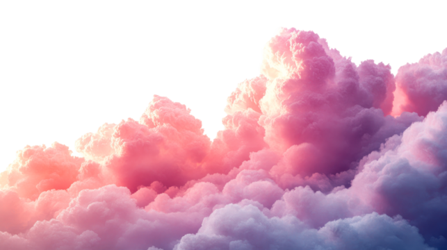Pink cumulonimbus cloudscape texture, cut out transparent