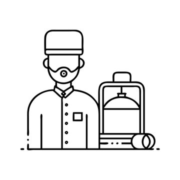 black line art muslim man with food clip art preview