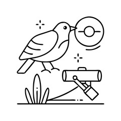 bird watching icon, bird watching line art - simple line art of bird watching, perfect for bird watching logos and icons