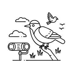 bird watching icon, bird watching line art - simple line art of bird watching, perfect for bird watching logos and icons