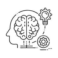 brain expert knowledge icon, brain expert knowledge line art - simple line art of brain expert knowledge, perfect for brain expert knowledge logos and icons