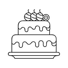 cake icon, cake line art - simple line art of cake, perfect for cake logos and icons