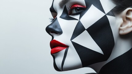 Obraz premium Cubist-inspired makeup with sharp geometric patterns