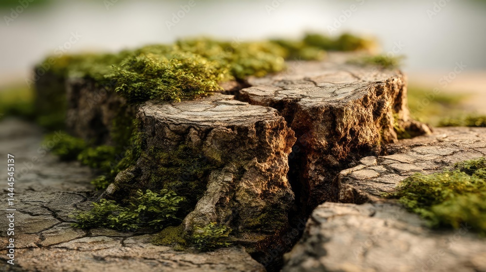 Aufkleber tree stump representing environmental damage and forest decline concept. close-up of tree stump with