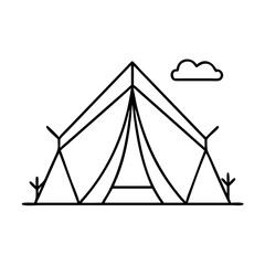 camping tent icon, camping tent line art - simple line art of camping tent, perfect for camping tent logos and icons