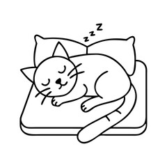 cat nap icon, cat nap line art - simple line art of cat nap, perfect for cat nap logos and icons