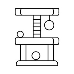 cat tree icon, cat tree line art - simple line art of cat tree, perfect for cat tree logos and icons