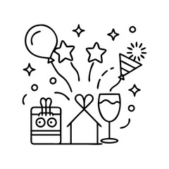 celebration icon, celebration line art - simple line art of celebration, perfect for celebration logos and icons