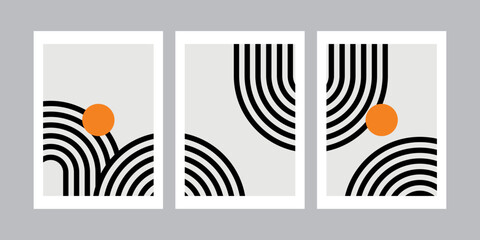 A set of geometric abstract posters.Design for wallpaper, wall decor, background, cover, print, card