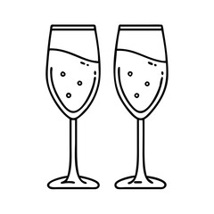 champagne glass icon, champagne glass line art - simple line art of champagne glass, perfect for champagne glass logos and icons