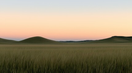 Fototapeta premium A scenic panoramic landscape featuring grassy plains and undulating hills
