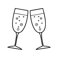champagne glass icon, champagne glass line art - simple line art of champagne glass, perfect for champagne glass logos and icons