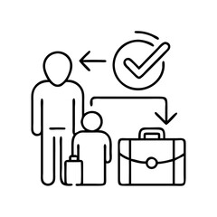 check in icon, check in line art - simple line art of check in, perfect for check in logos and icons