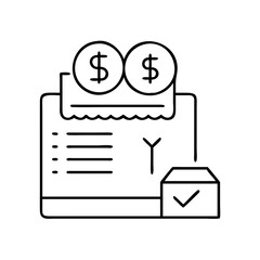 check out icon, check out line art - simple line art of check out, perfect for check out logos and icons