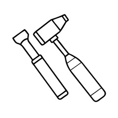 chisel and hammer icon, chisel and hammer line art - simple line art of chisel and hammer, perfect for chisel and hammer logos and icons