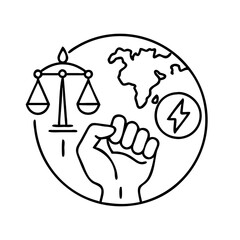 climate justice icon, climate justice line art - simple line art of climate justice, perfect for climate justice logos and icons