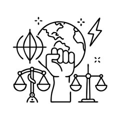 climate justice icon, climate justice line art - simple line art of climate justice, perfect for climate justice logos and icons