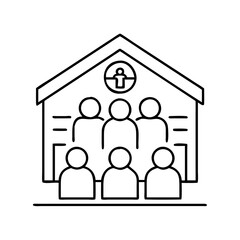 community center icon, community center line art - simple line art of community center, perfect for community center logos and icons