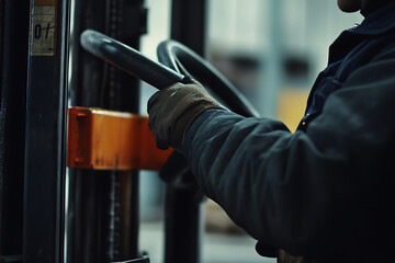 Worker Operating Industrial Machinery