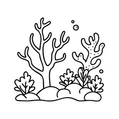 coral reef icon, coral reef line art - simple line art of coral reef, perfect for coral reef logos and icons