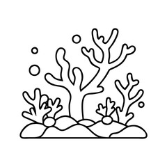 coral reef icon, coral reef line art - simple line art of coral reef, perfect for coral reef logos and icons