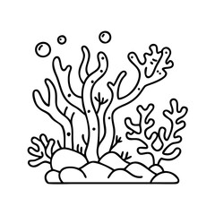 coral reef icon, coral reef line art - simple line art of coral reef, perfect for coral reef logos and icons