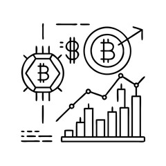crypto trading icon, crypto trading line art - simple line art of crypto trading, perfect for crypto trading logos and icons